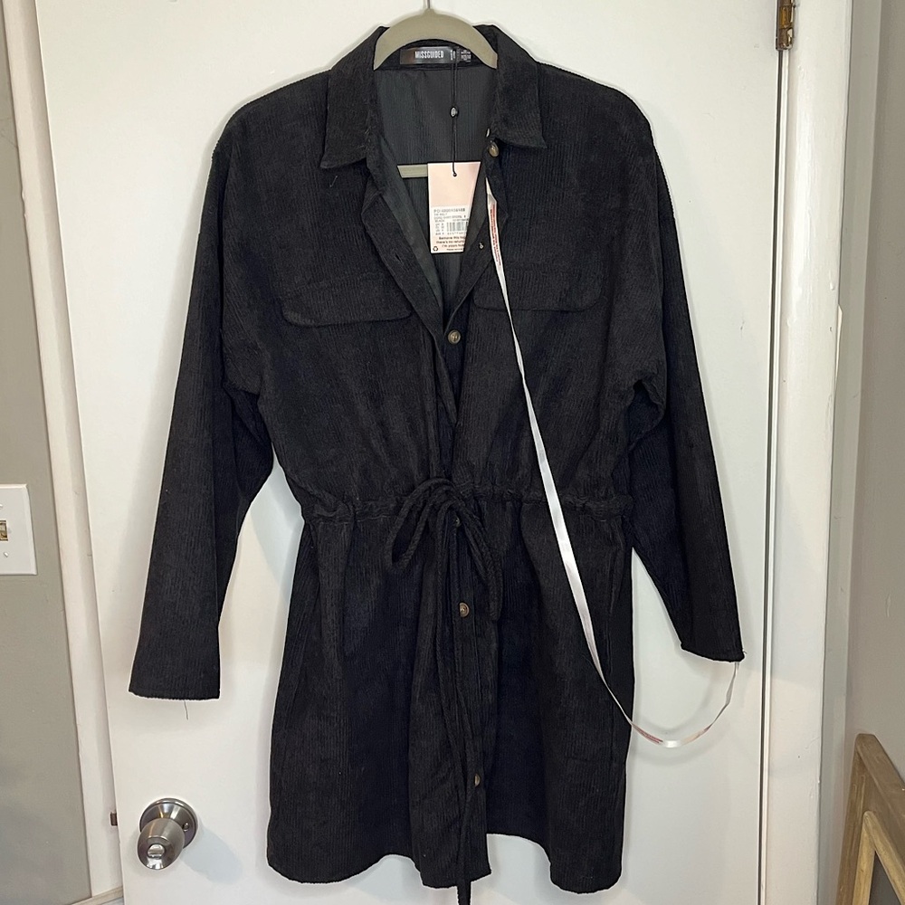 NWT! Missguided Corduroy Black Tie Dress